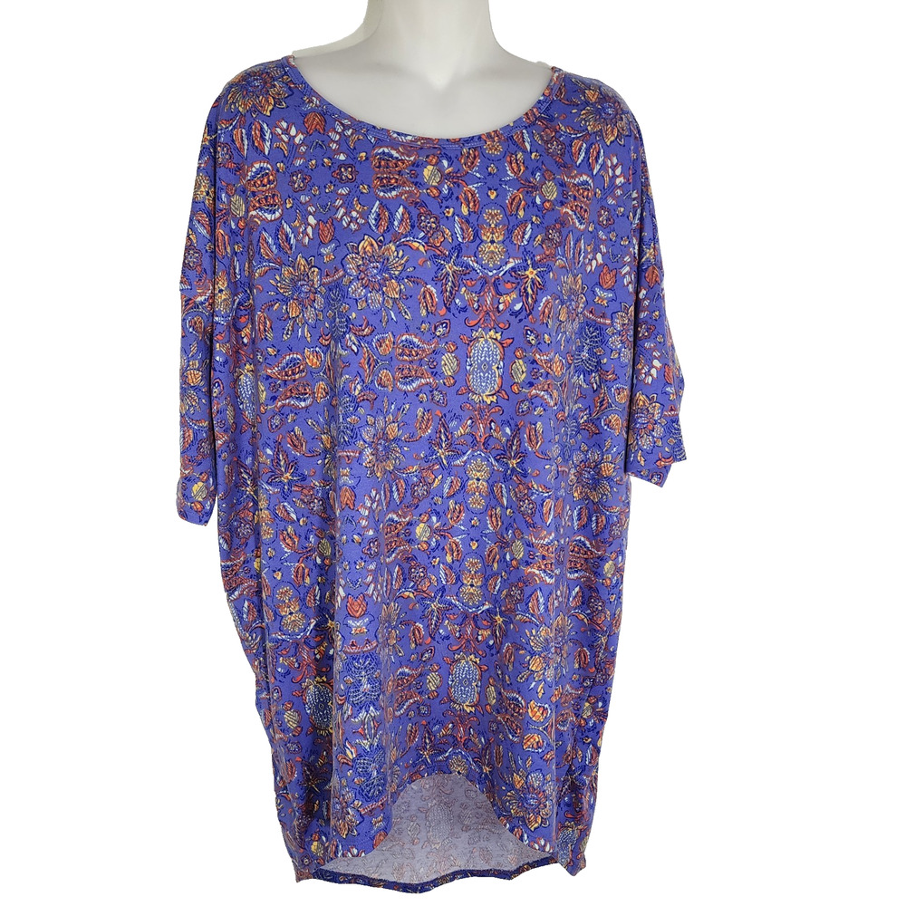 Lularoe Women Irma Tunic T Shirt Multicolor Size Medium Floral Round Neck Hi-Low
